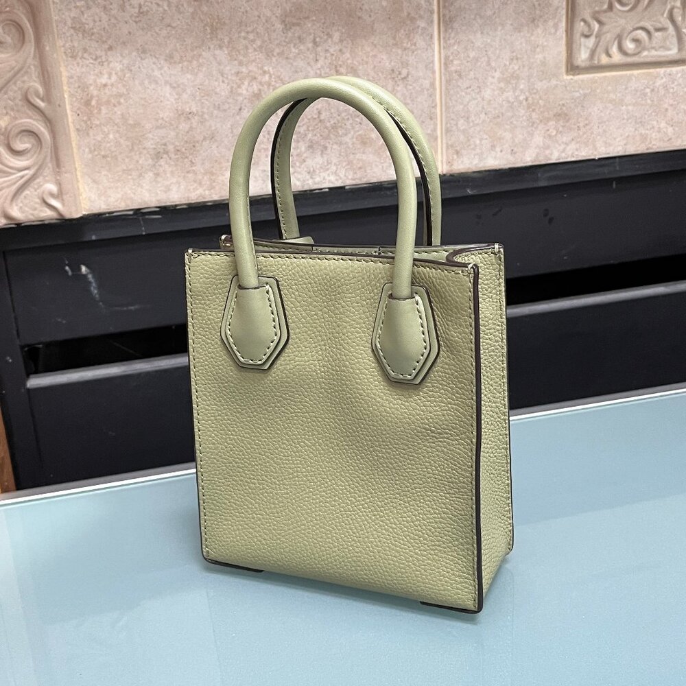 NEW! Michael Kors Mercer XS Light Sage Green Pebbled Leather Crossbody - Picture 2 of 2